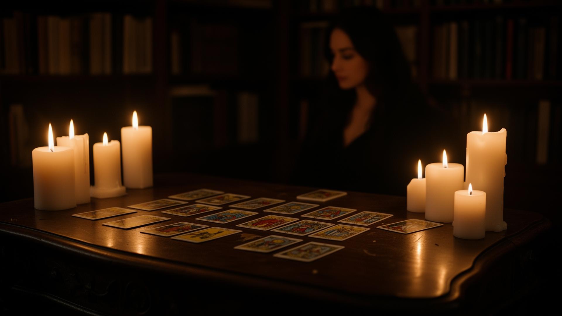 Silhouette of a woman meditating by candlelight